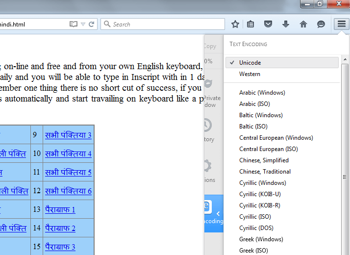 Setting Chracter Encoding in Mozilla Firefox2